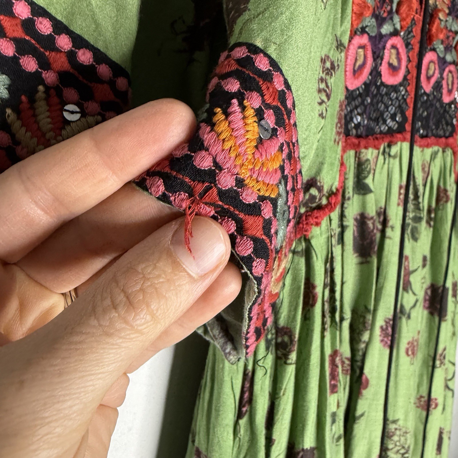 Verb By Pallavi Singhee Basil Embroidered Maxi Dress Tassels Floral Womens XS