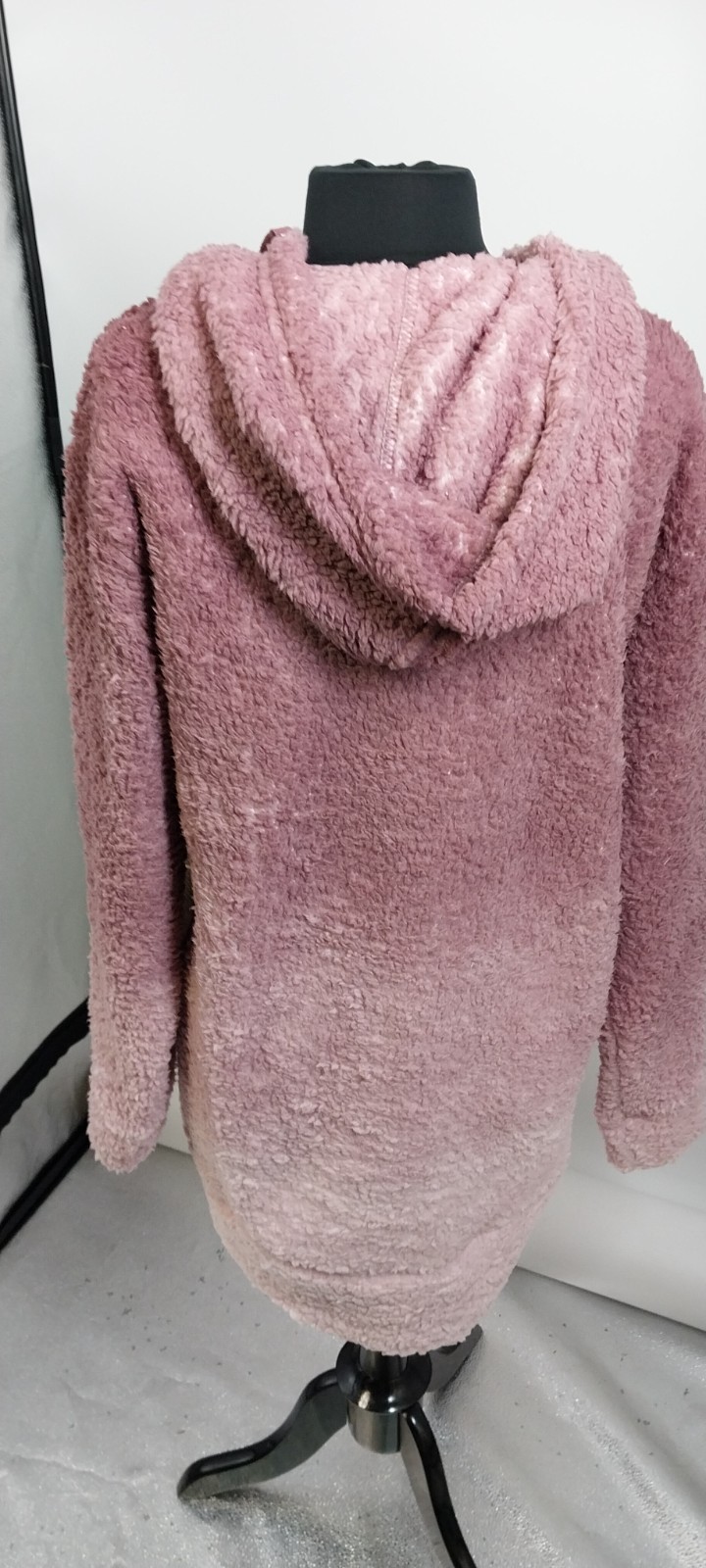 AVALANCHE SHEARLING HOODED SWEATER DRESS SZ LG BERRY COMBO