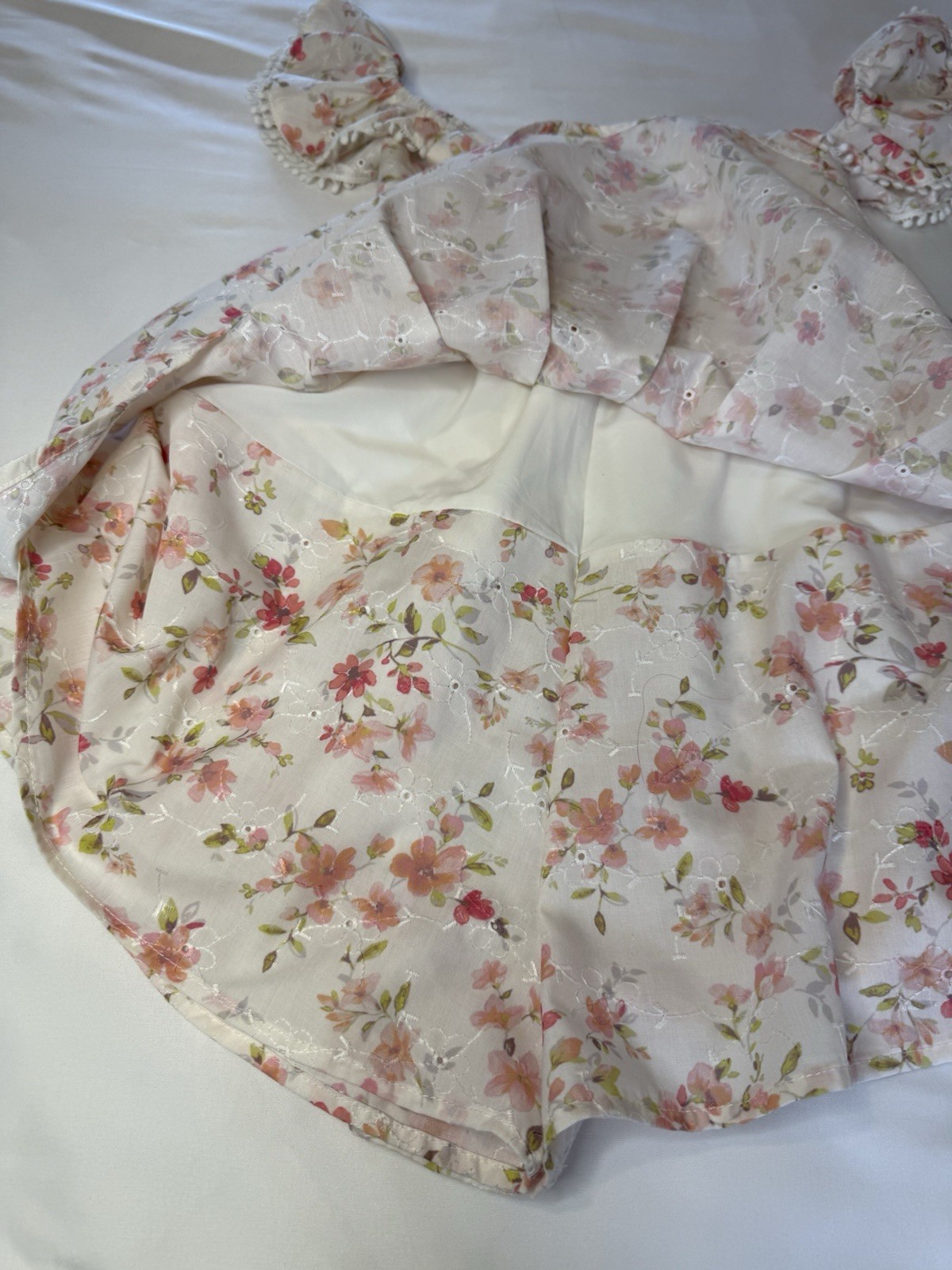 Altar’d State Girl Lainey Double Layered Pink White Floral Romper Size XXS