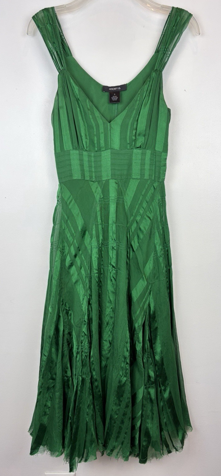 Arden B Dress 100% Silk Womens Small Kelly Green Fairy Dainty Lightweight