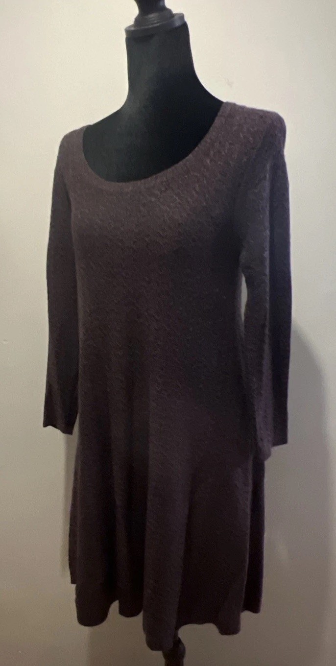 American Eagle Knit A-line Swing Dress Space Dye Heathered Goblincore Lagenlook