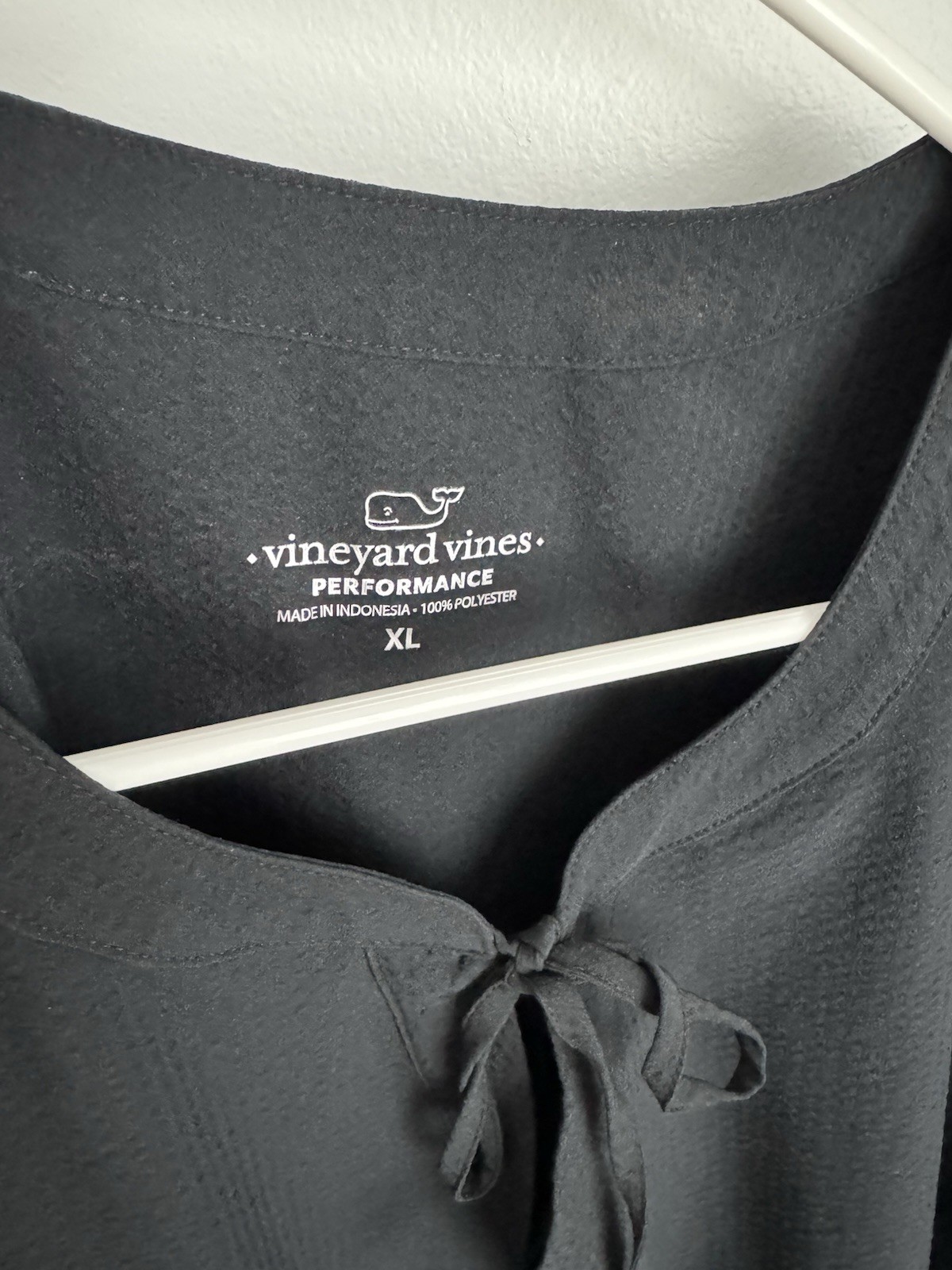 Vineyard Vines Black Solid Shift Dress V-Neck Flutter Short Sleeve Tie Neck XL