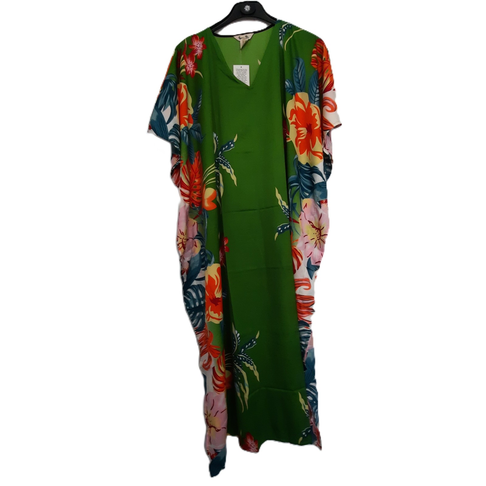 Gypsie Blu Caftan Long Dress One Size green orange blue floral Plus 3X 2X 1X NEW