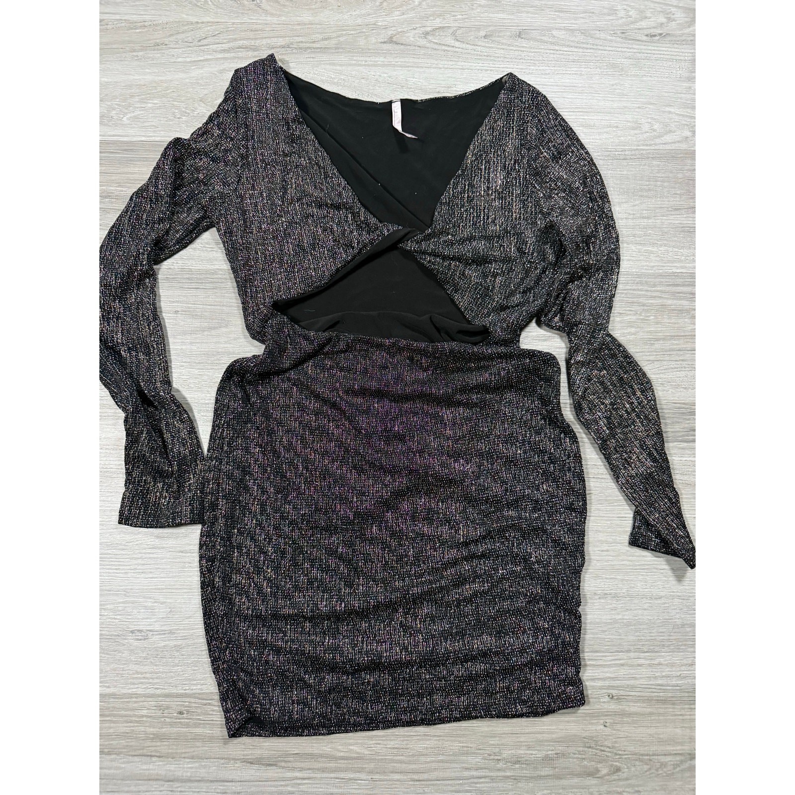 Tresser bodycon dress- black metallic