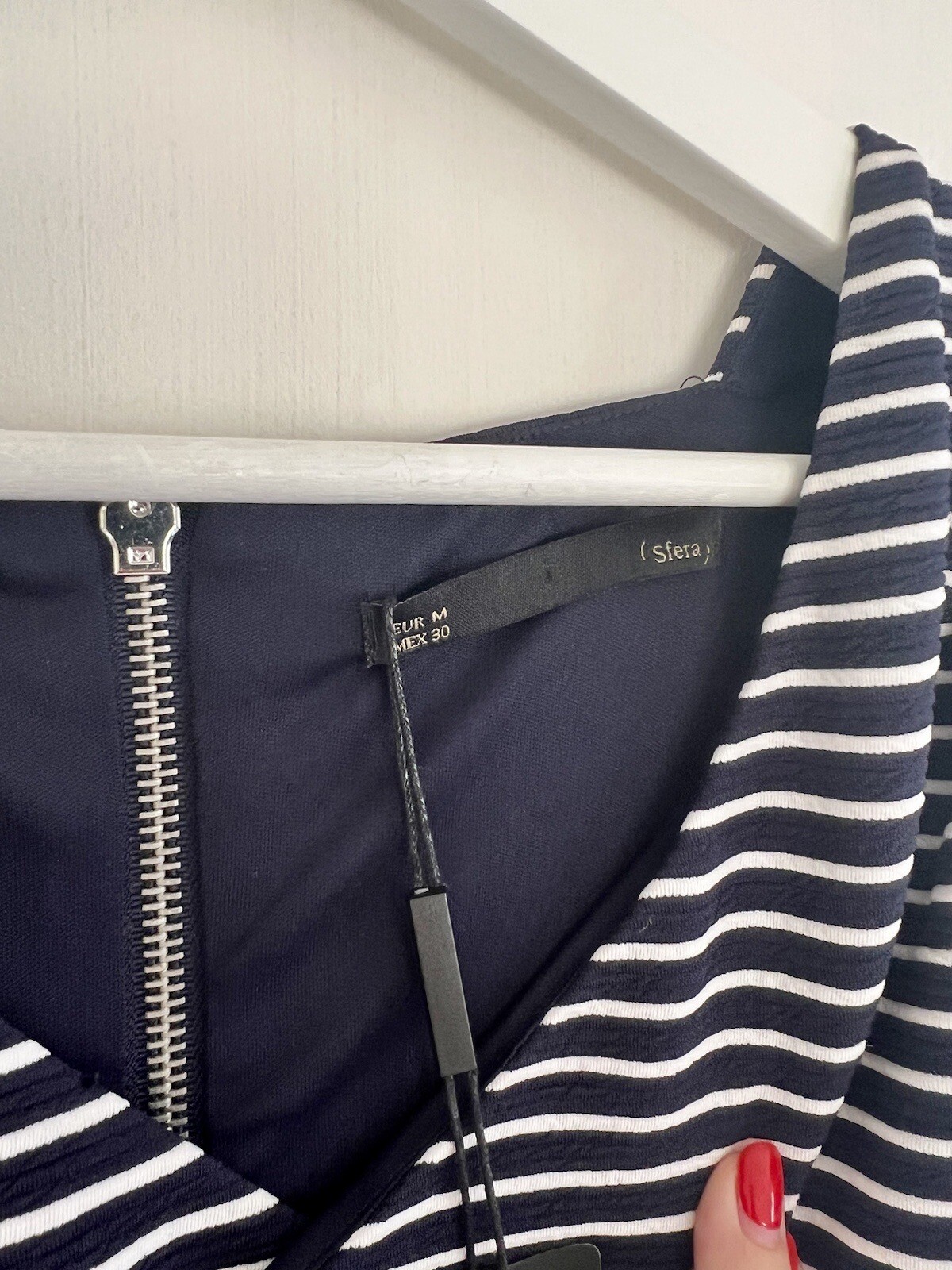 SFERA Navy and White Stripe Bodycon Dress Size Medium (New)