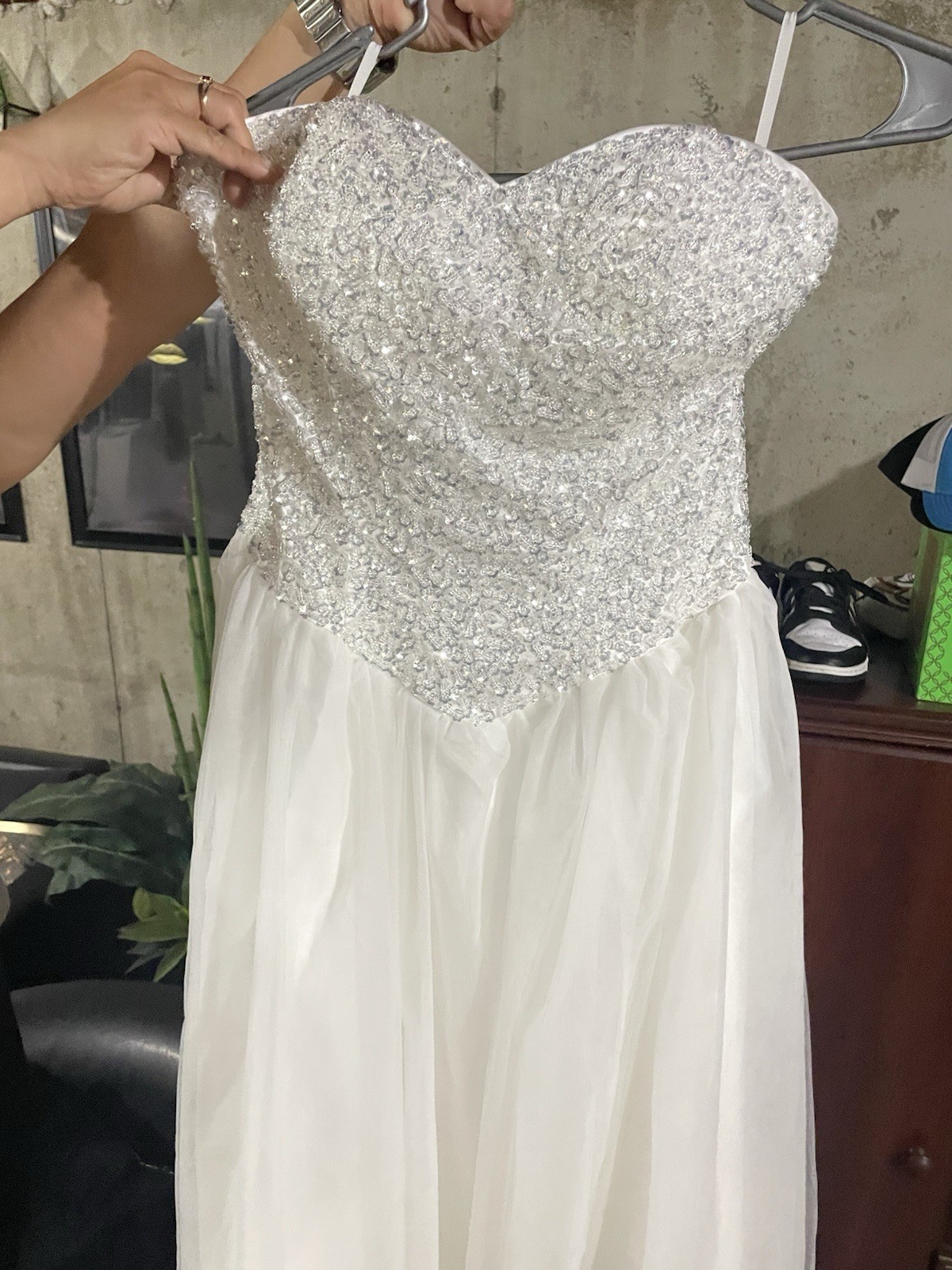 Weeding Dress Strapless, Lined, Draped, Padded Corset Style, Size 8