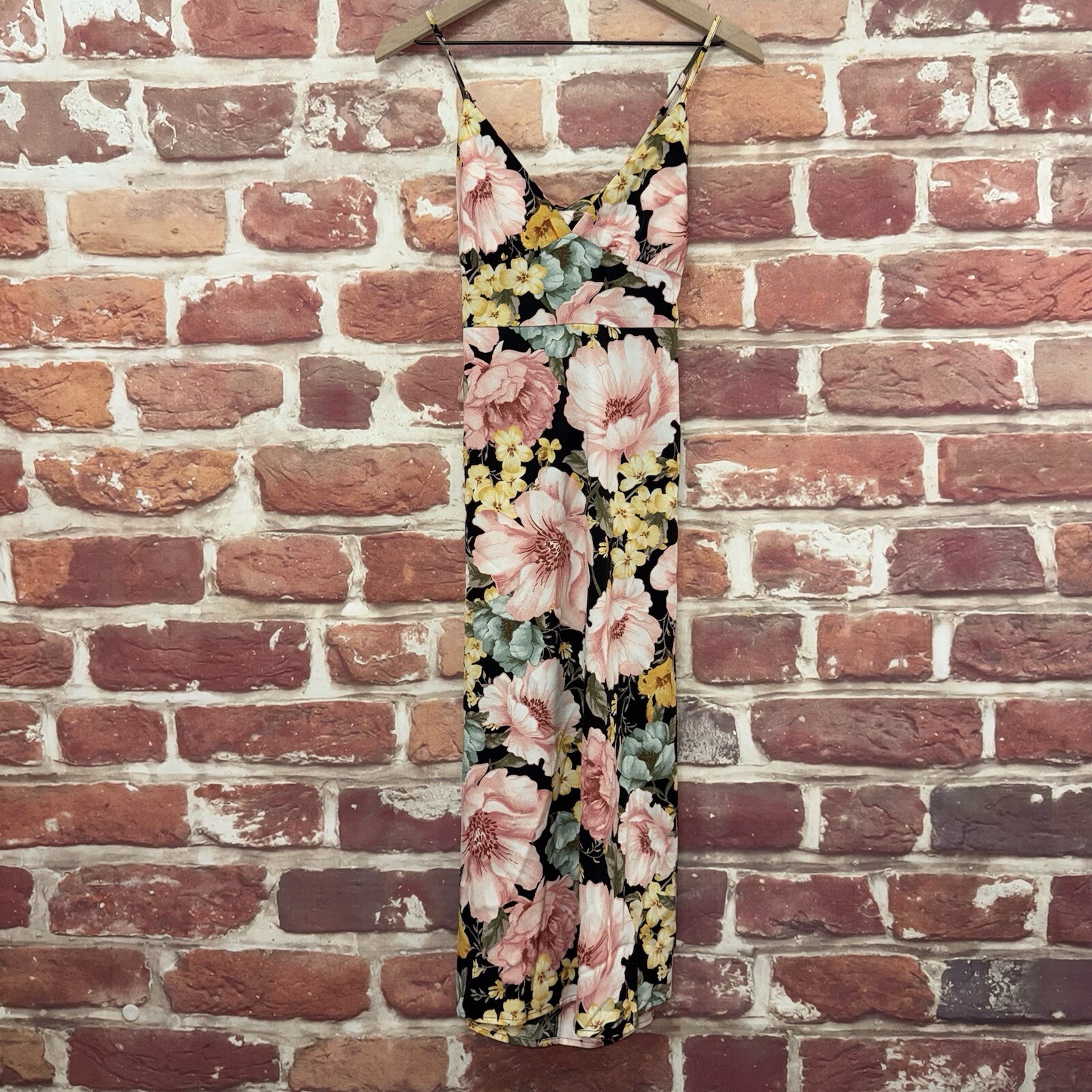 Forever 21 Dress Womens Medium Floral Casual Sleeveless Open Tie Back Midi