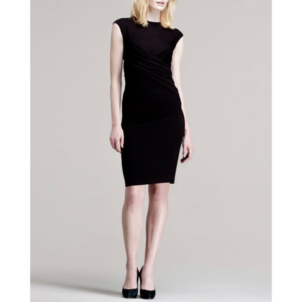 T By Alexander Wang Pique Mesh Sleeveless Twist Dress Black Size Small