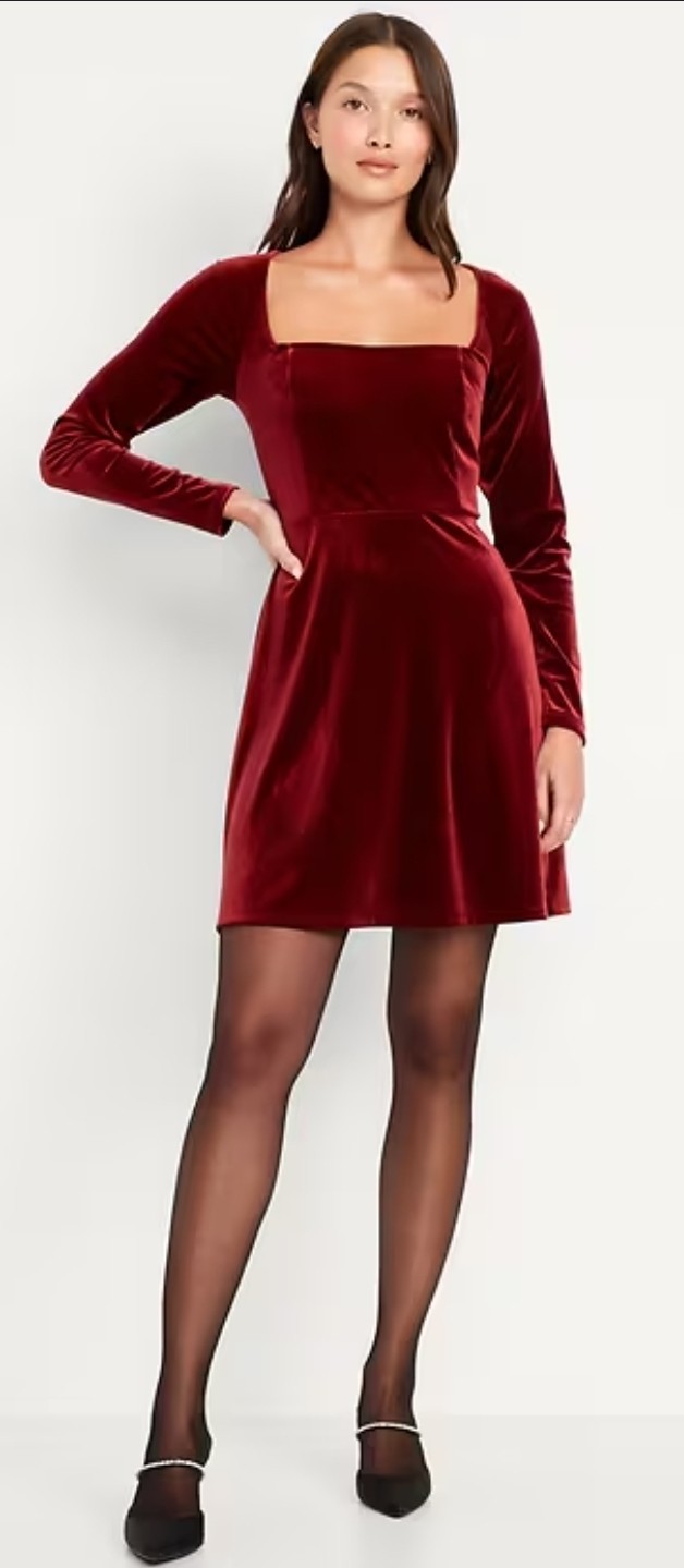Old Navy Women’s Fit & Flare Velvet Mini Dress Fire Scarlet Size XS S M L XL XXL