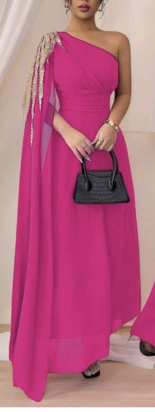 Glam Collection Size M Off-Shoulder Pink Embellished Maxi Prom Gala Event Gown M
