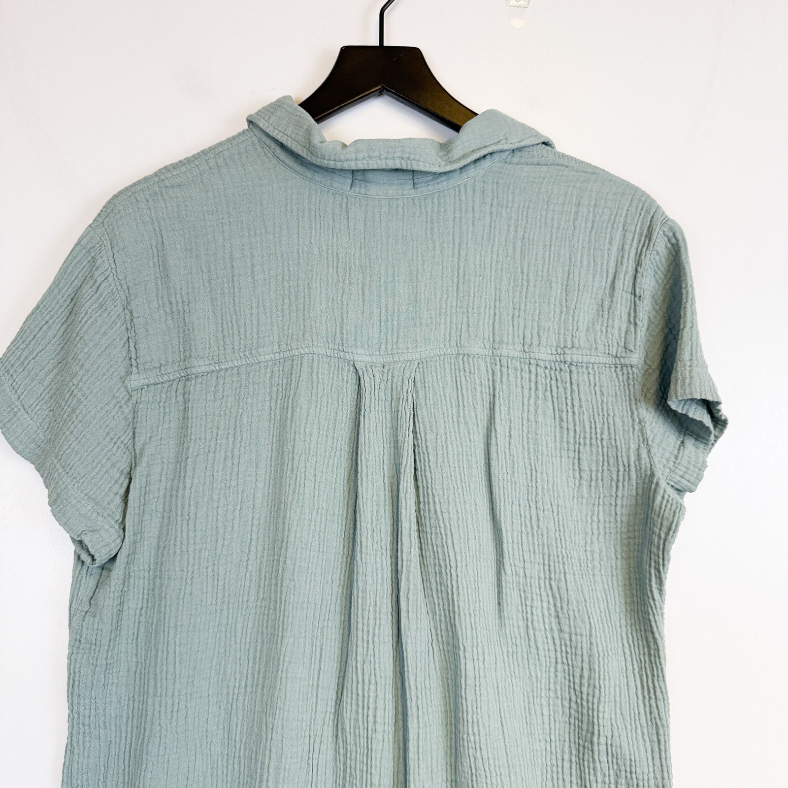 Cloth & Stone Sage Green Gauzy Button-up Shirt Dress Cotton Tencel – L