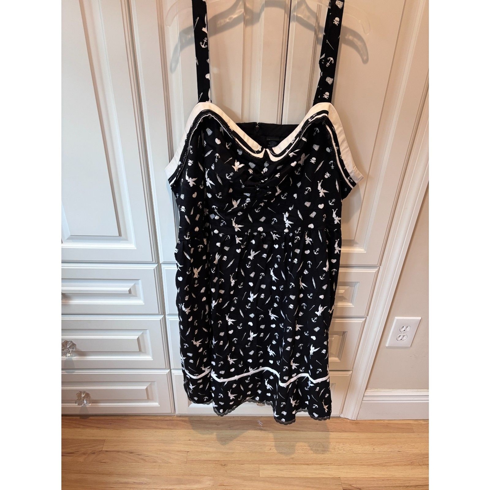 Disney Tinker Bell Dress Women’s 26 Black White Fit & Flare Fairy Goth Plus Size