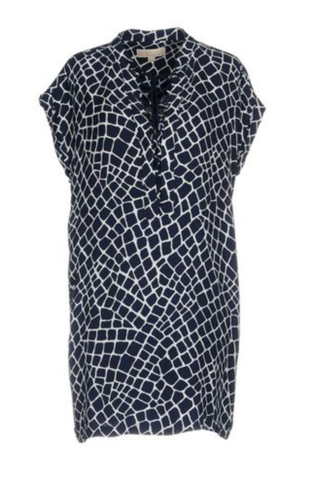 MICHAEL KORS Navy Blue & White Lace Up Mini Dress Size Large RRP £249 VGC