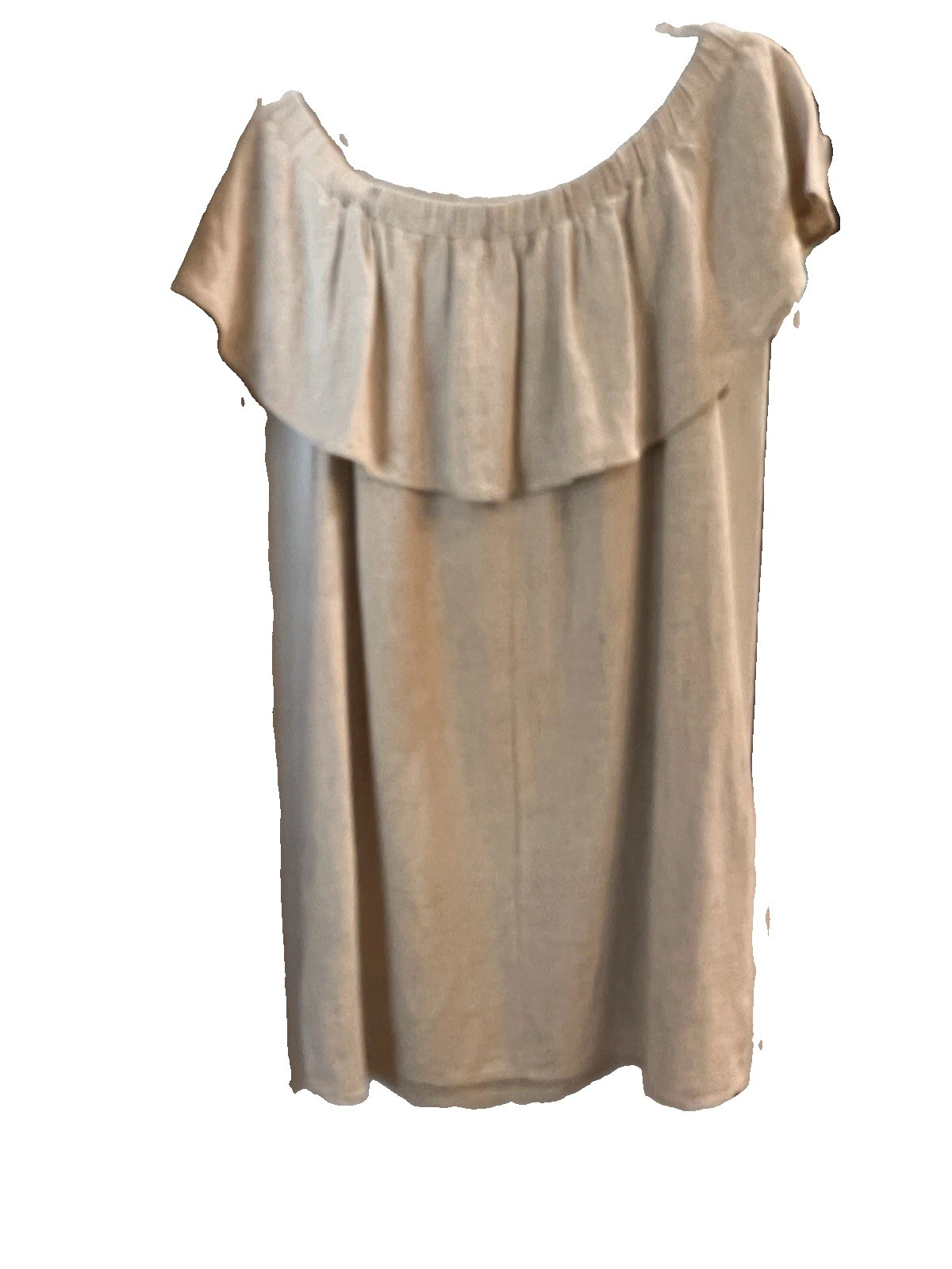Pink Blush Oatmeal 100% Linen Off Shoulder Dress, Beach Cover, Pockets Size LRG