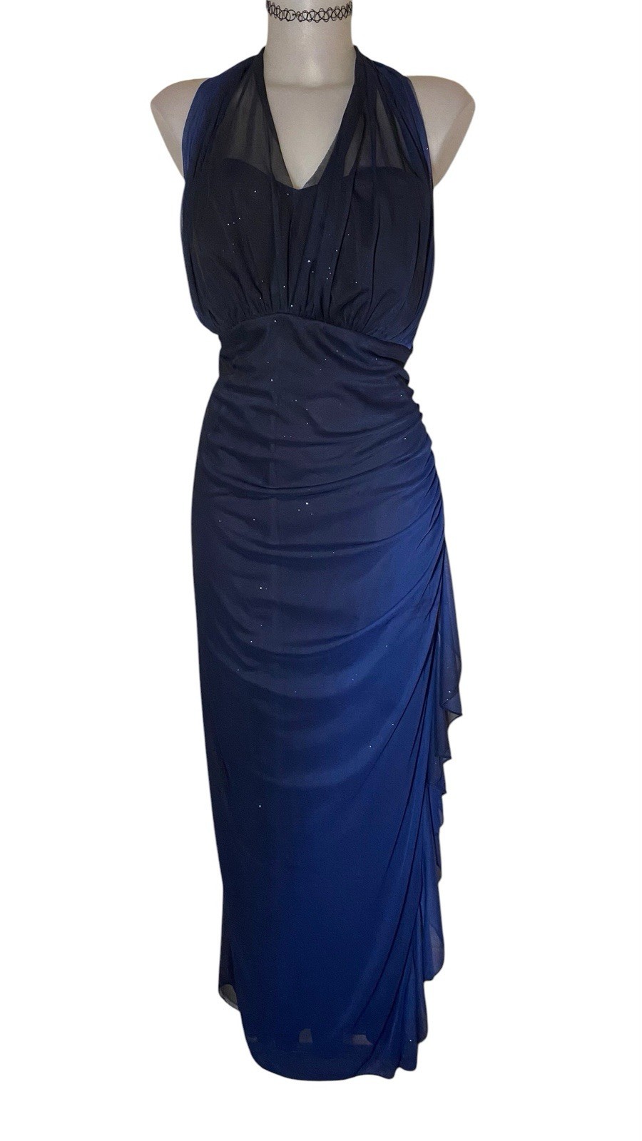 Vtg 90s Betsy & Adam Sz XL Womens Blue Ombre Dress Glitter Whimsigoth Grunge
