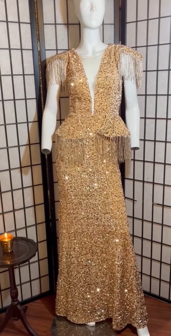 Party Dress Women Spring Autumn Sexy Tassel Sequin Sleeveless O-neck Slim Sz L