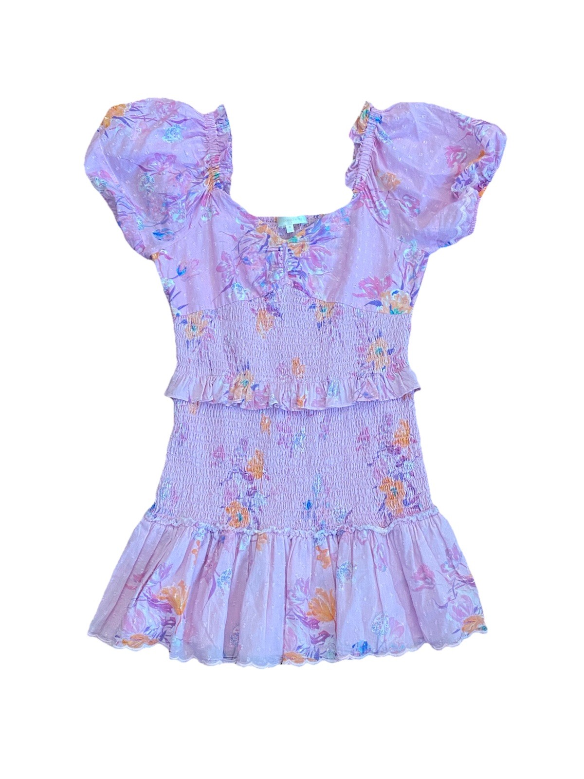 LoveShackFancy $445 Jarrah Mini Dress in Royal Pink Berry floral smocked sz Med