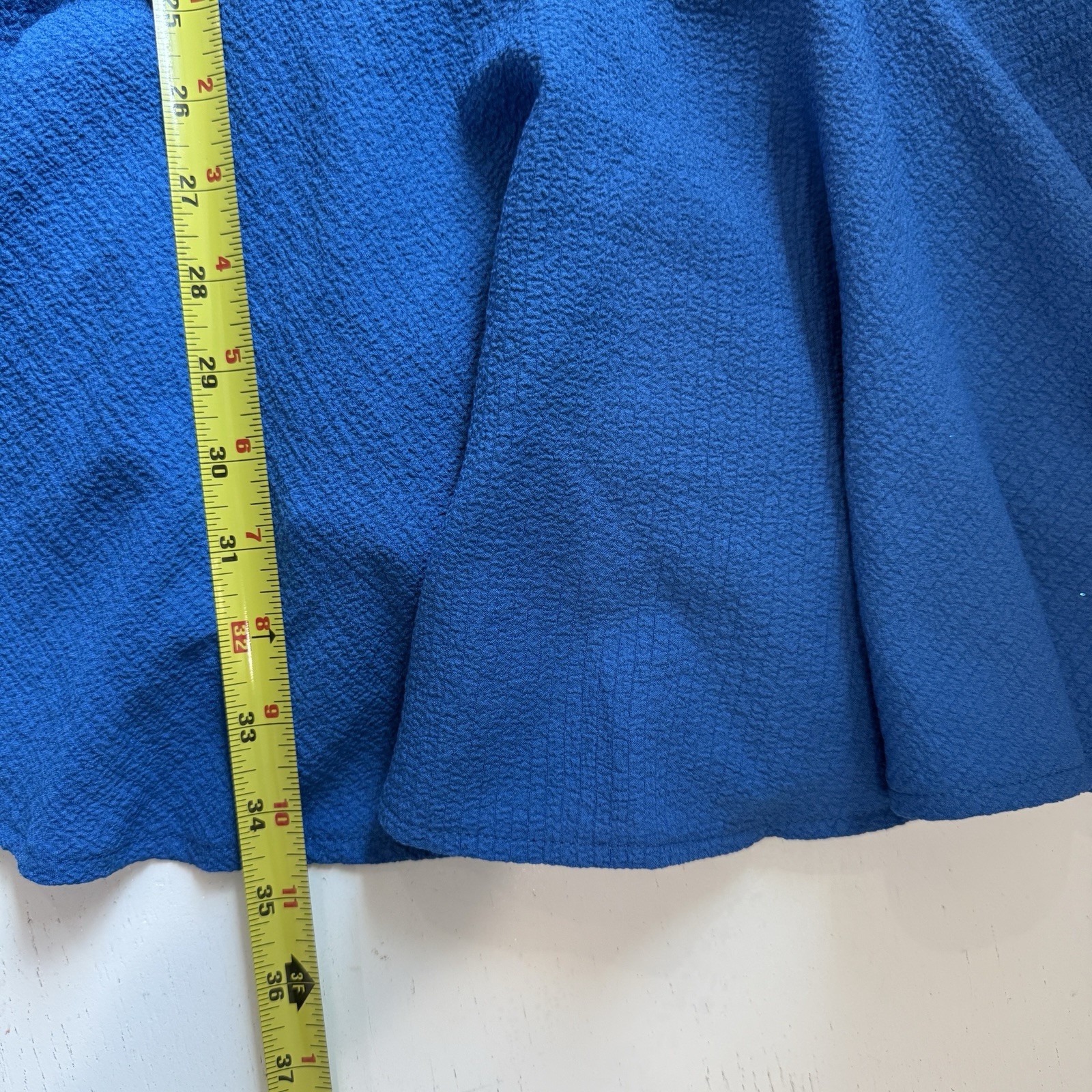 Taylor Dress 6 Party Wedding Nautical Blue Textured Ruffle-Hem Dress #156