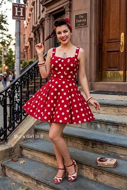 New Retro USA Women’s Red Polka Dot Cotton Rockabilly Pinup Dress S Minnie Boho