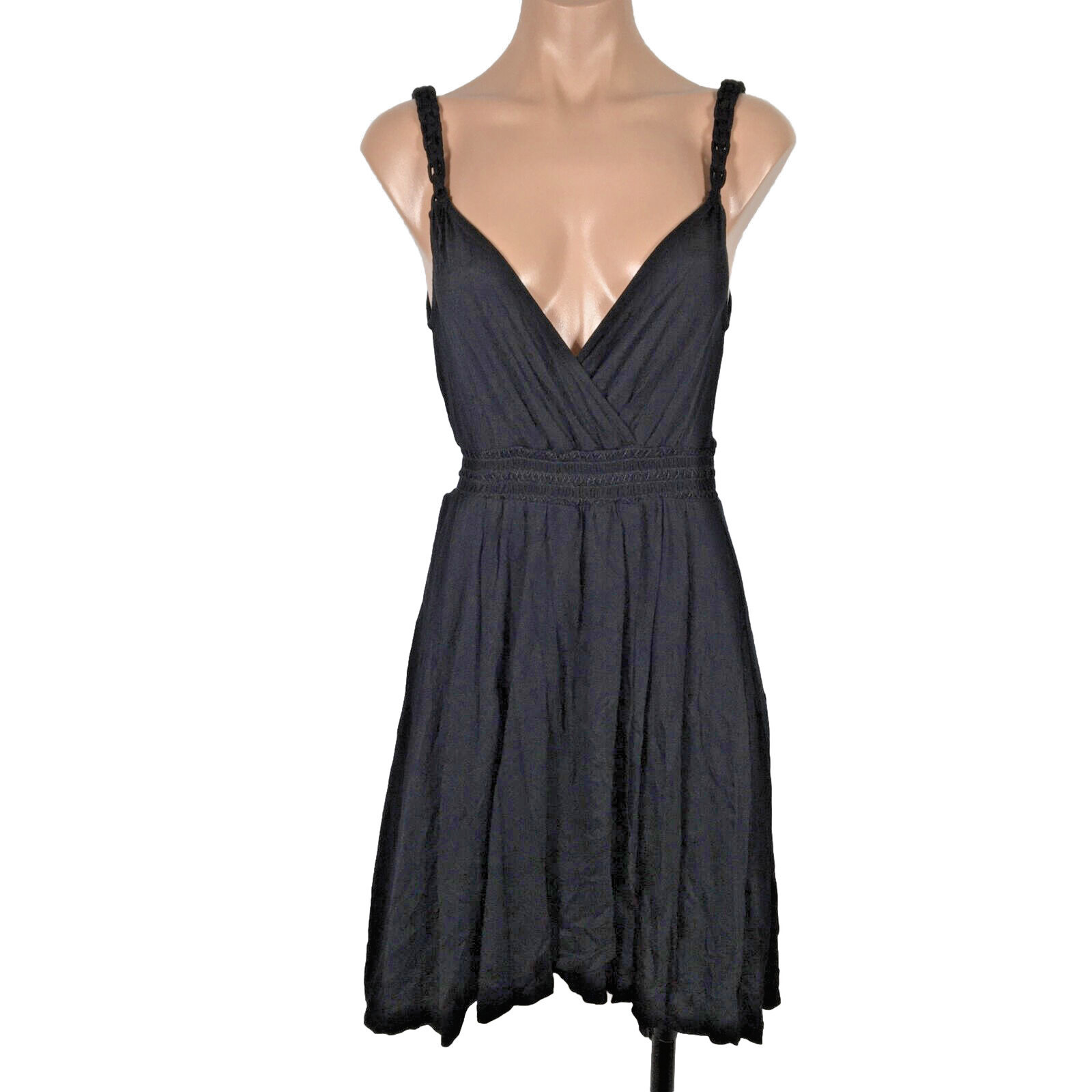 Ella Moss Crossover Braided Knotted Strap Black A-Line Fit Flare Summer Dress XS