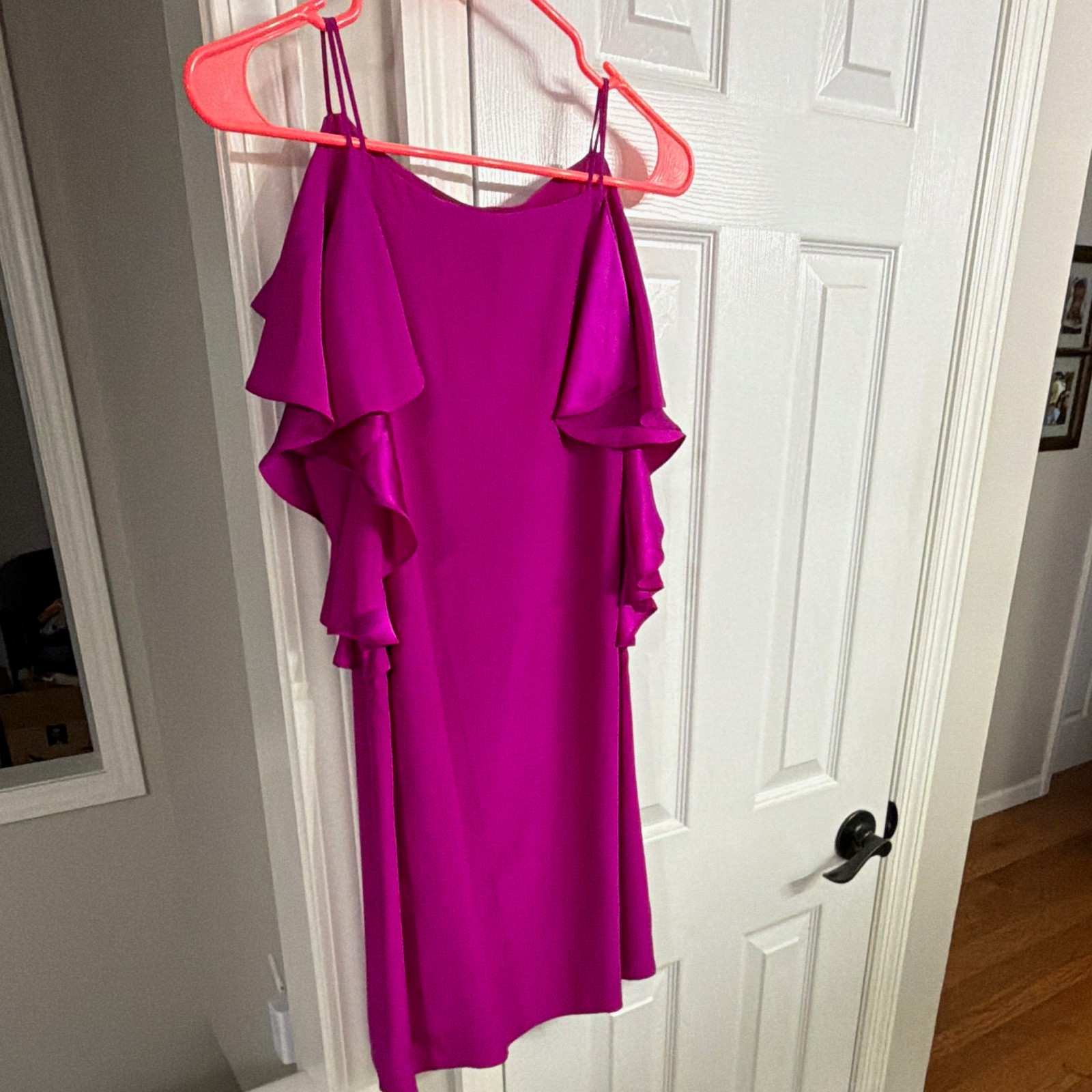 Lilly Pulitzer Pink Solid Ruffle Cold Shoulder Sleeveless Mini Dress XXS