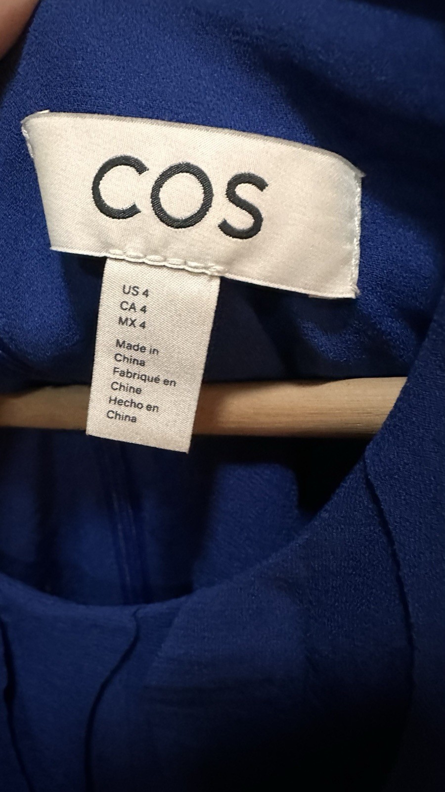 Cos Royal Blue Raffle Shift Dress Knee Length Women