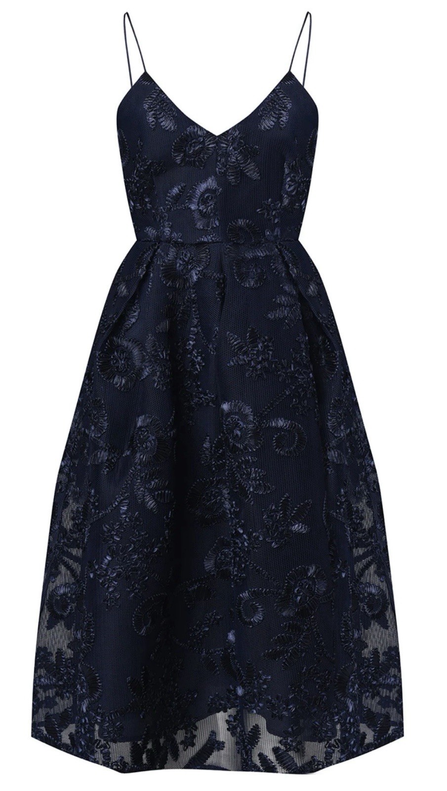 True Decadence Cocktail Dress Size 8 Deep Navy NWT Fully Lined Embroidered