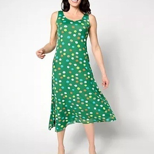 Attitudes by Renee Petite XLP Party Dot Triple Mesh Asymmetric Hem Dress A641696