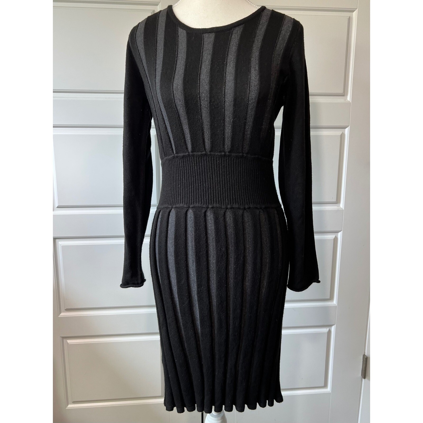 Calvin Klein Striped Knit Bodycon Pencil Sweater Dress Long Sleeve Small