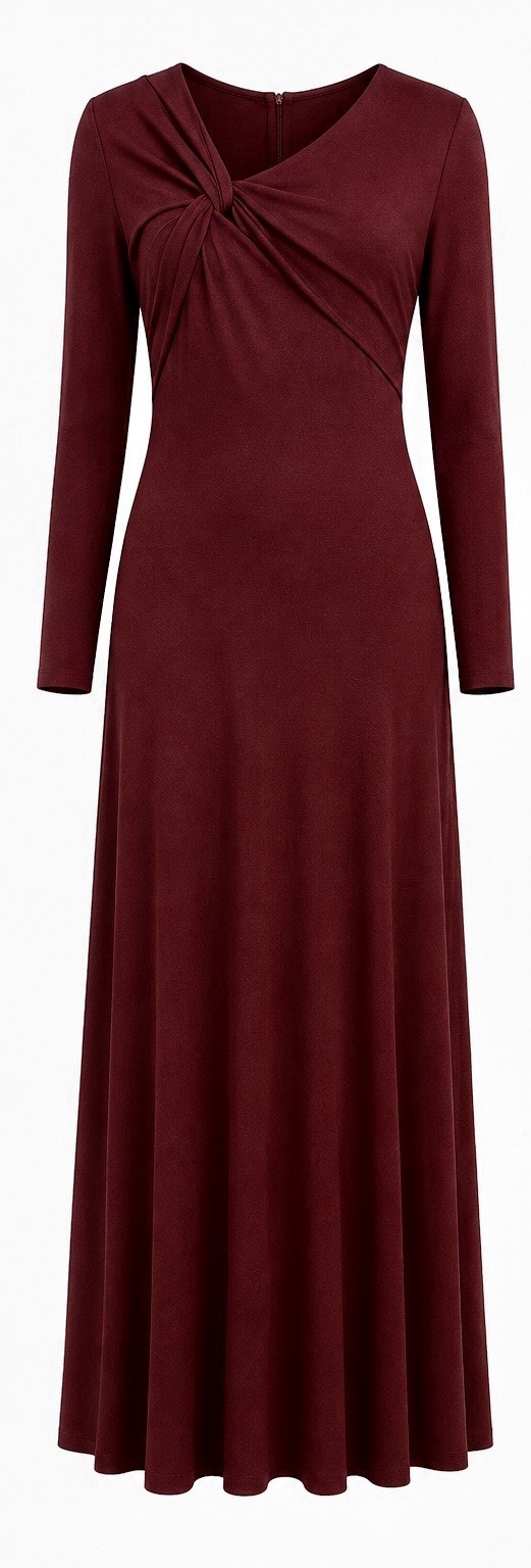 Able Los Angeles Twist Front Maxi Dress Burgundy Long Sleeve L NWT AD2505