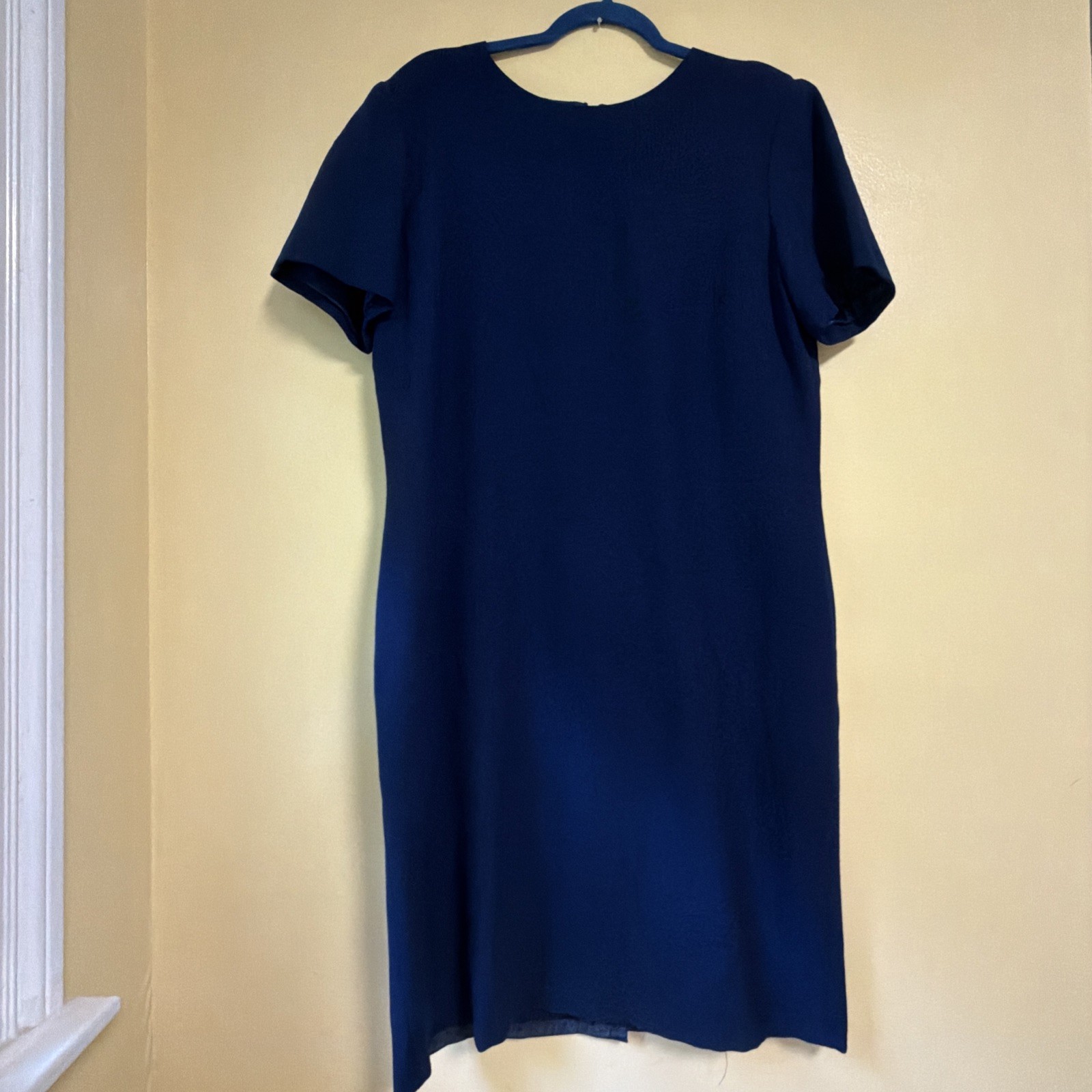 Talbots Linen Blend BLUE Dress Size 16 Short Sleeve Lined Conservative preowned