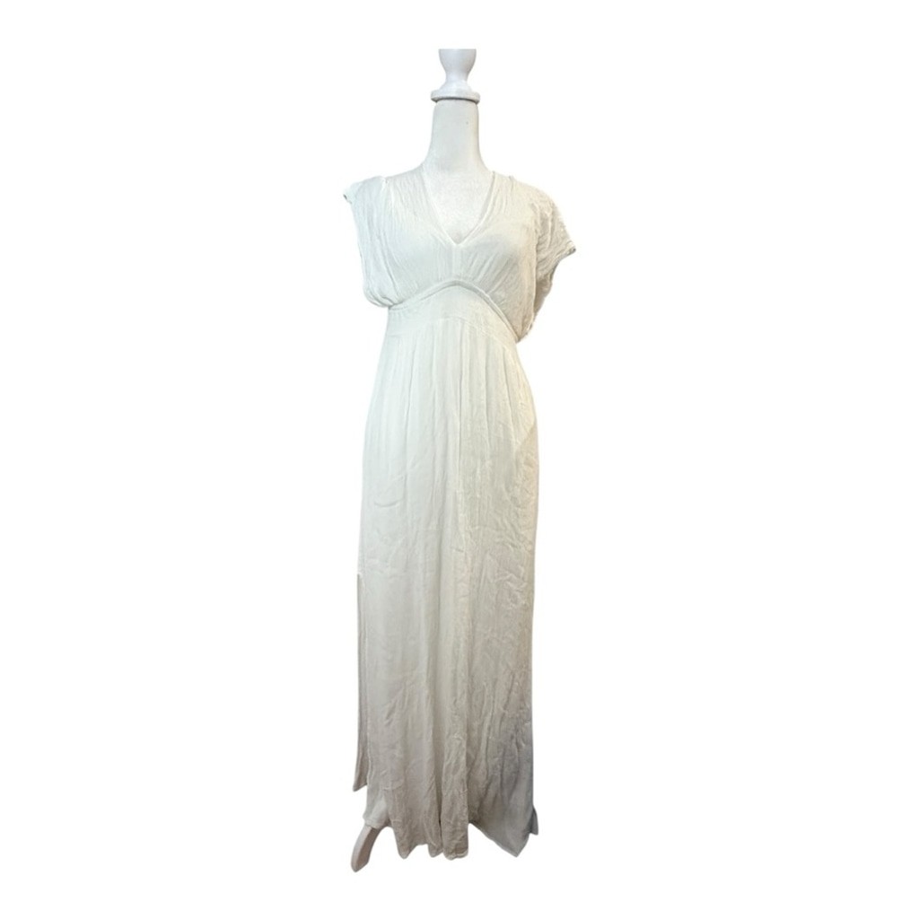 Ella Moss Small White Maxi Dress – Empire Waist Boho Summer Wedding Guest Dress
