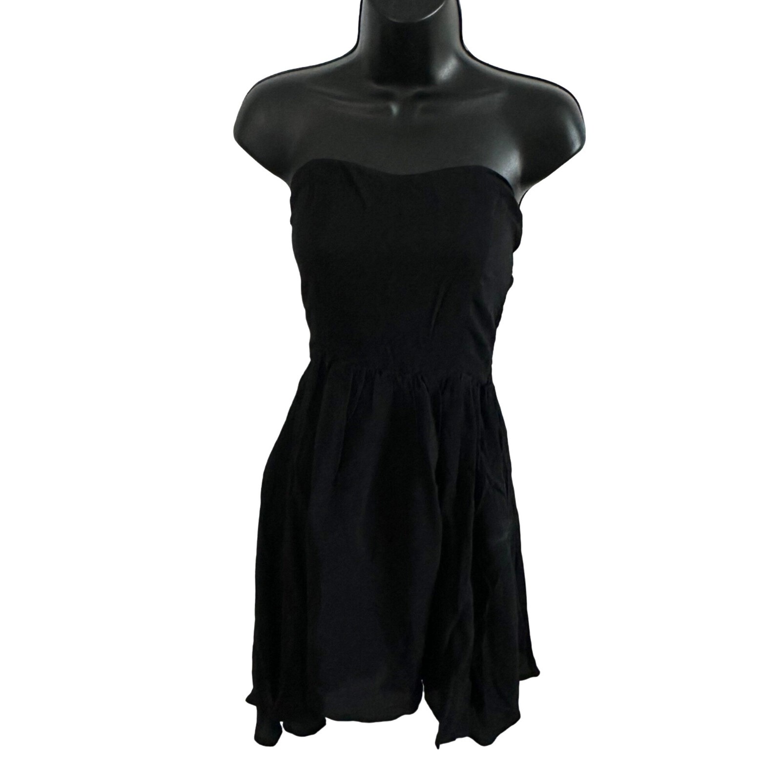 Lucy Paris Strapless Smocked Back Mini Dress Black Size Medium