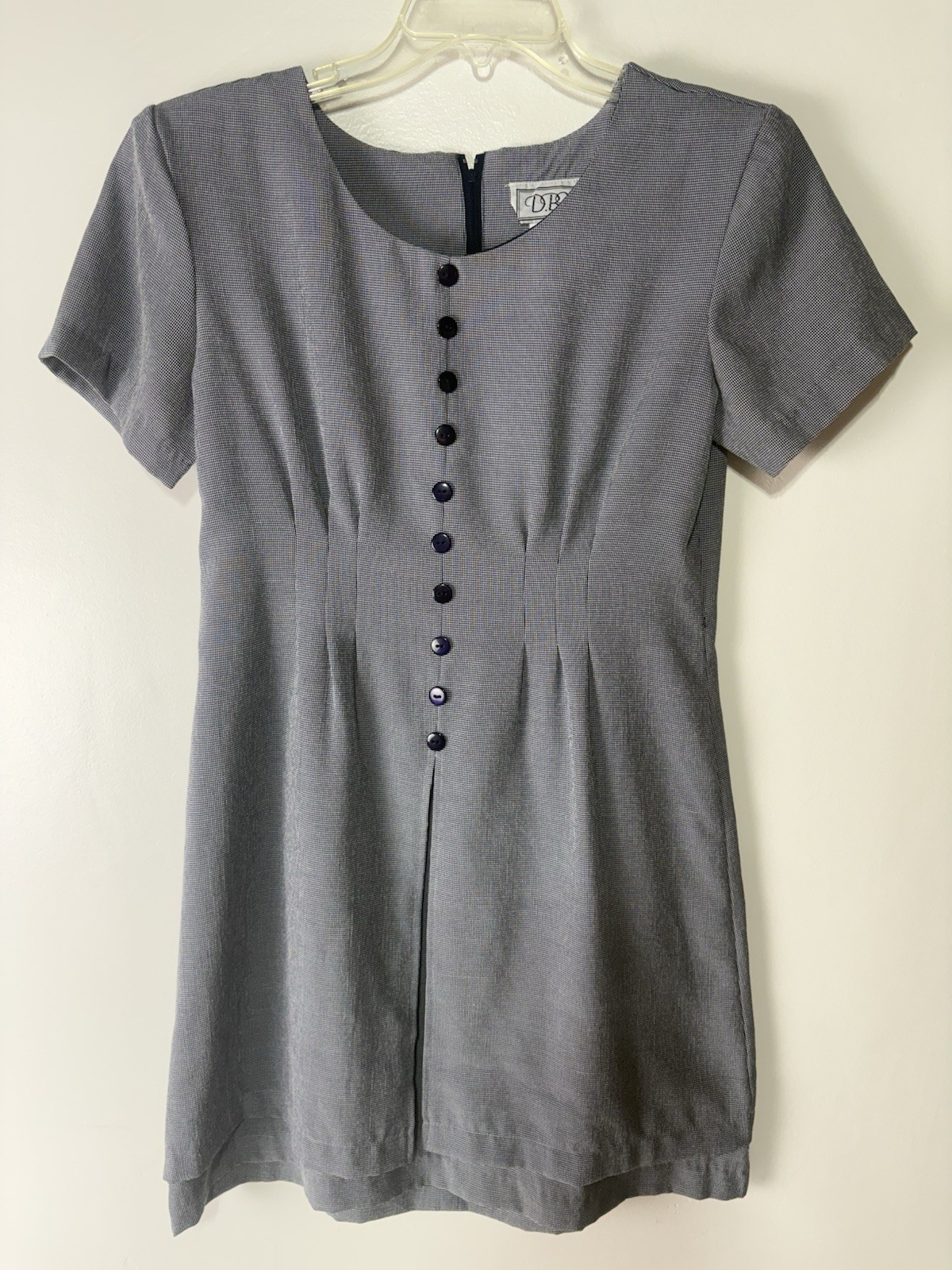 Vintage DBY Blu/Wht Checked At Knee Dress Womens Size 9