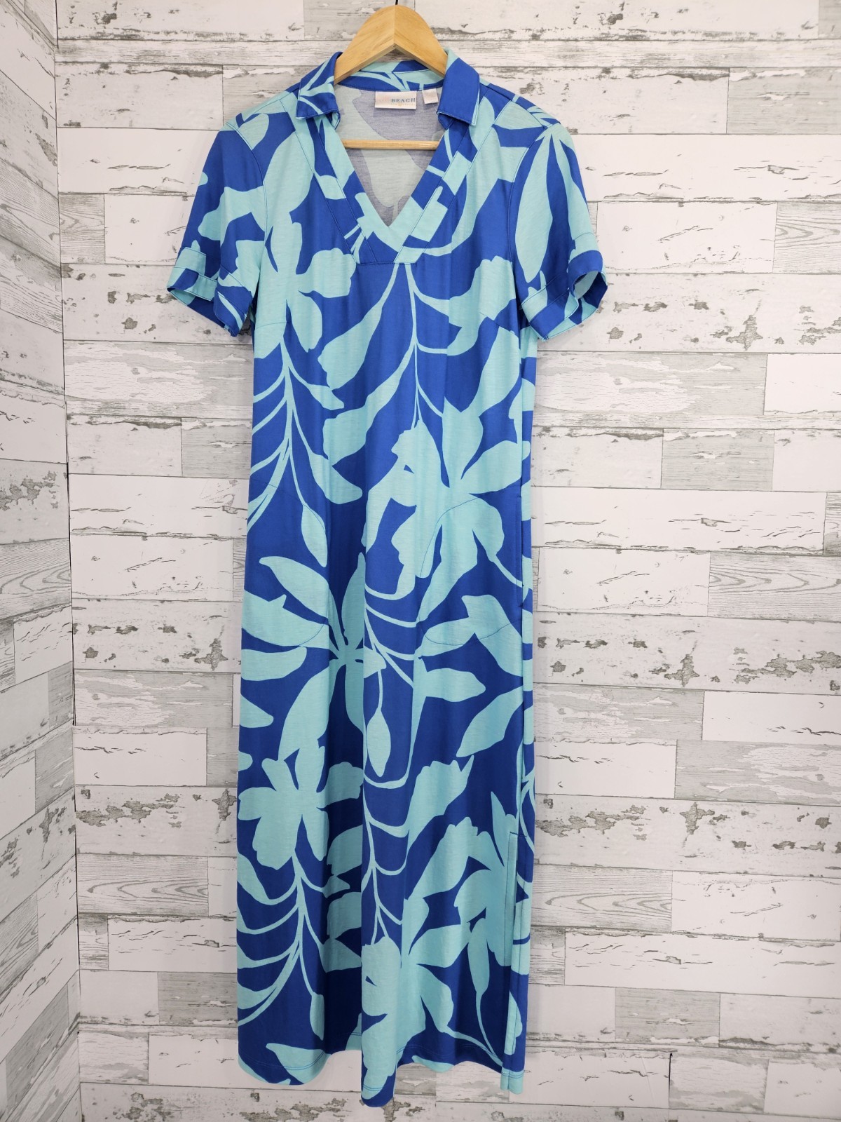 Belle Beach by Kim Gravel Womens Xsmall Cabana Knit Floral Maxi Dress Blue