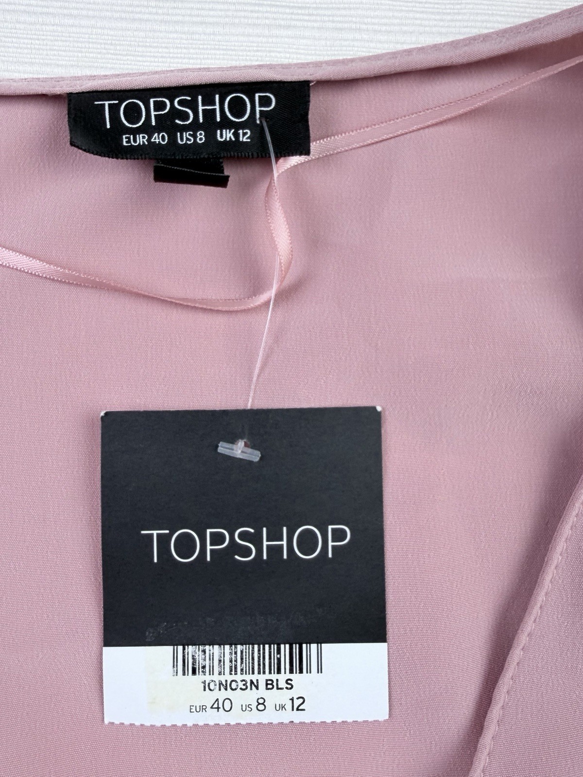 Topshop Pink Wrap Dress V-Neck Puff Long Sleeves Tie Waist Short US 8