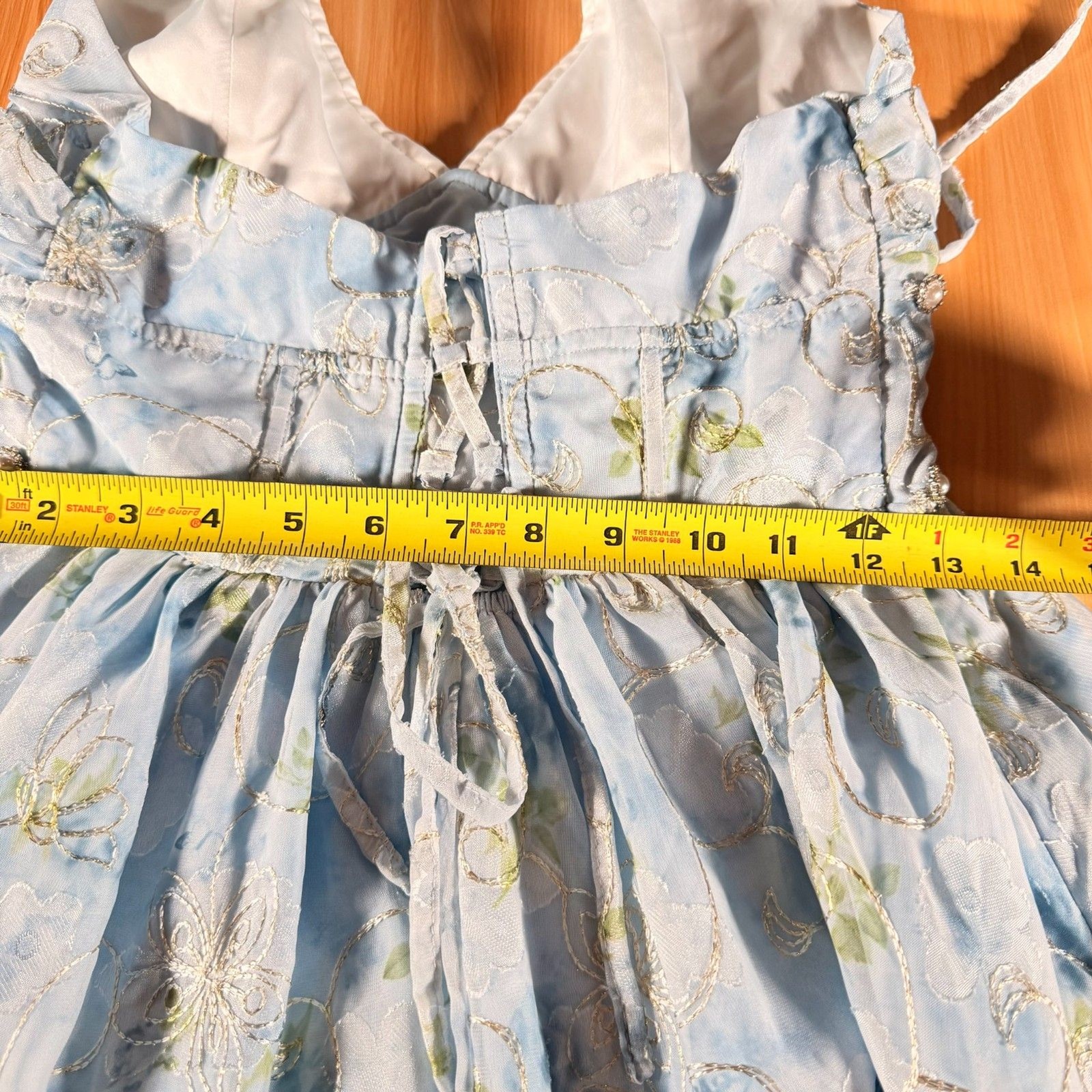 Anewsta Blue Floral Halter Maxi Dress Ruffle Lined Empire Waist NWT