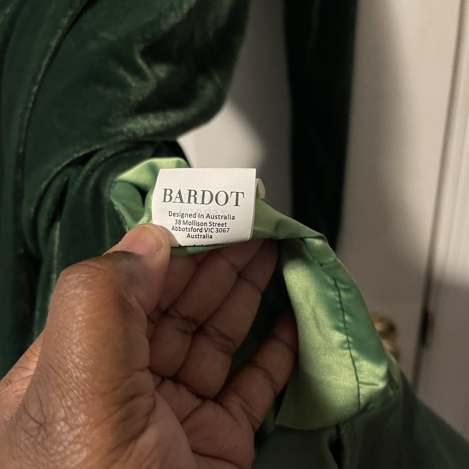 NWT Bardot Keala Velour Wrap Mini Dress Green XS US 2 Long Sleeve Cocktail $139