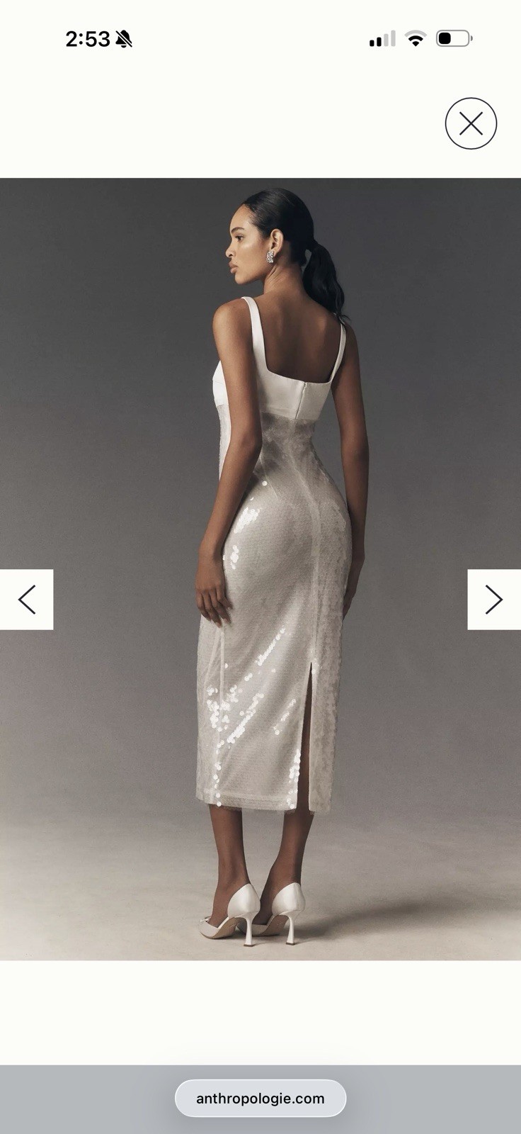RETROFETE YVAINE SEQUIN SQUARE-NECK COLUMN MIDI DRESS NEW MEDIUM