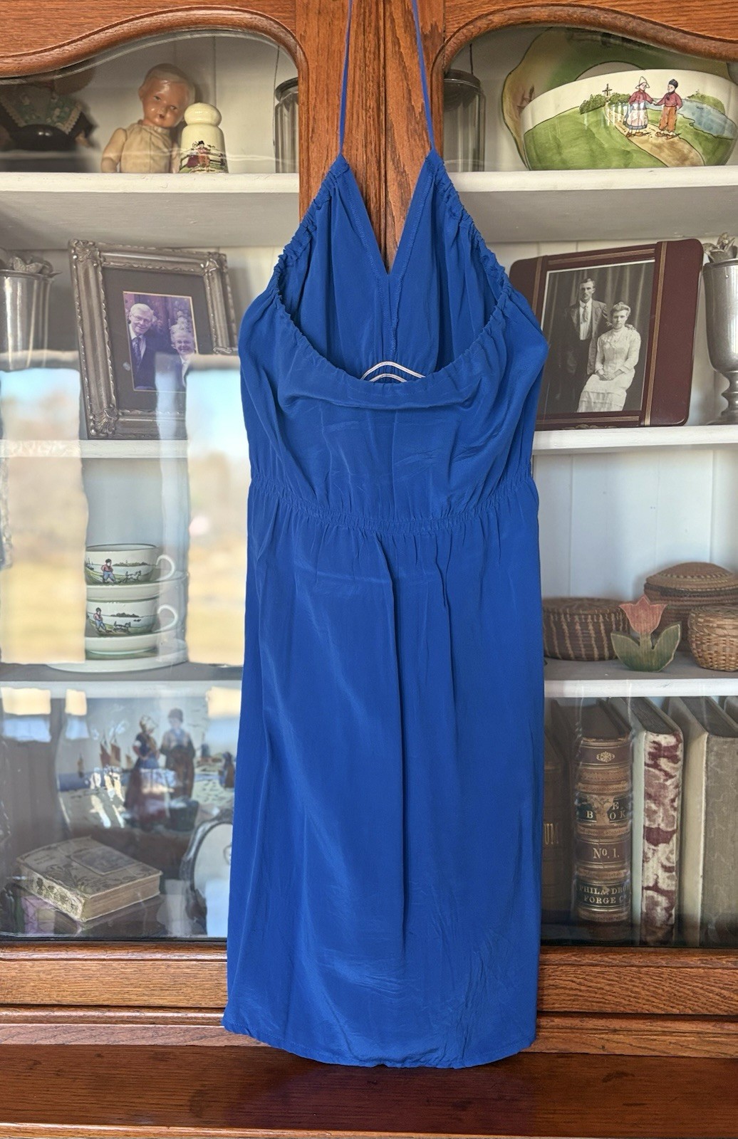 GEREN FORD COBALT BLUE SILK DRESS SIZE UNKNOWN SEE PHOTO MEASUREMENTS