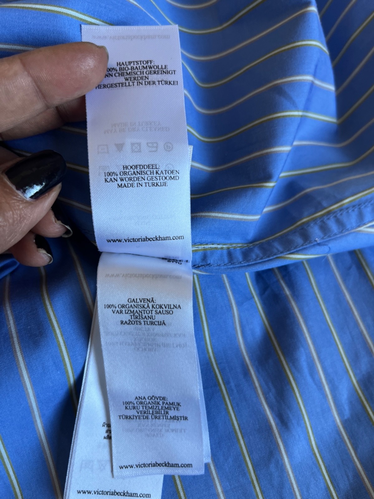 Victoria Beckham Striped Cotton-poplin Midi Dress Sz UK 10/US 6 Blue Euro Summer