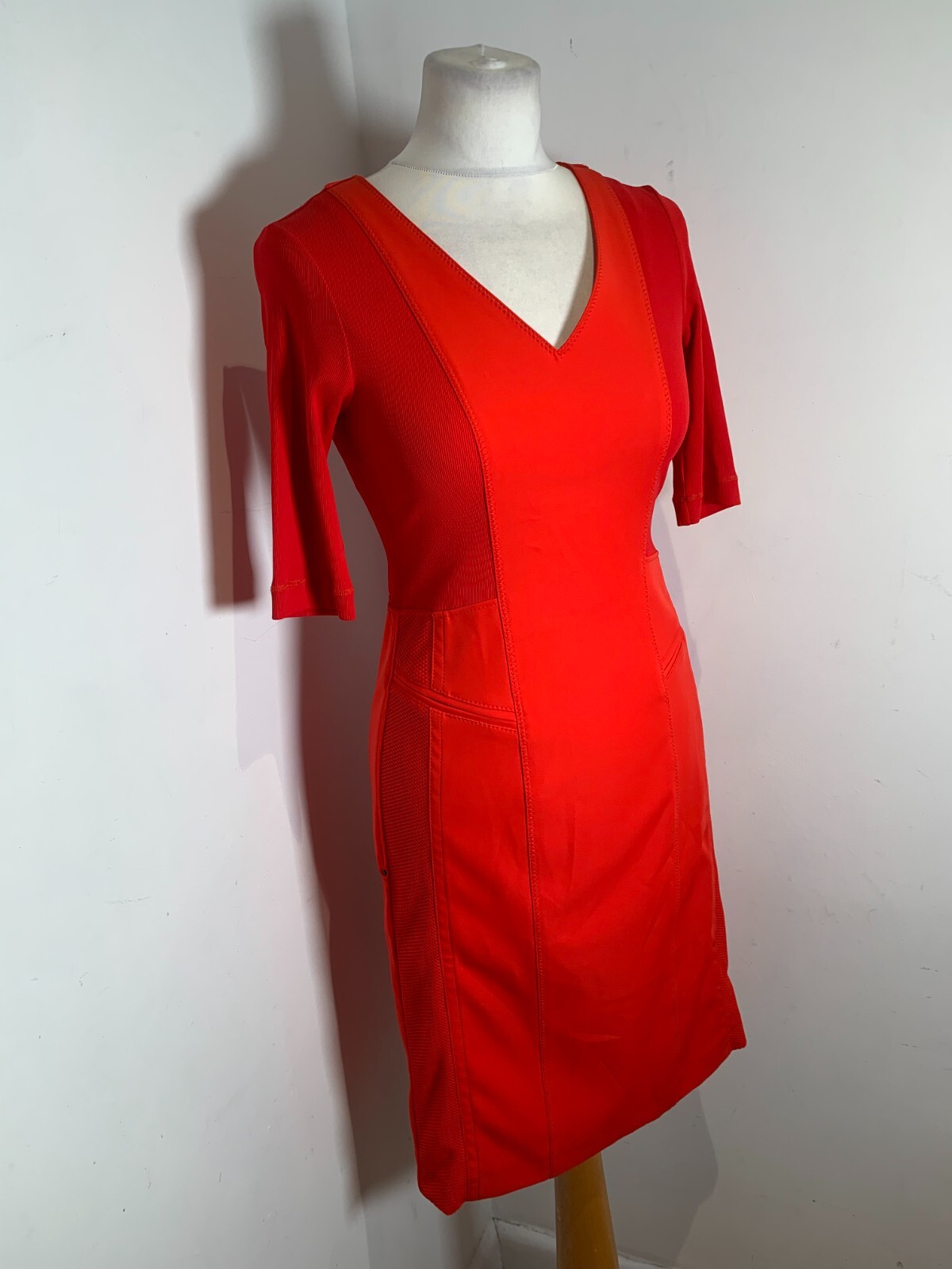 BNWT Marccain Sports pencil dress N2 UK 10 NEW red panelled wiggle fitted
