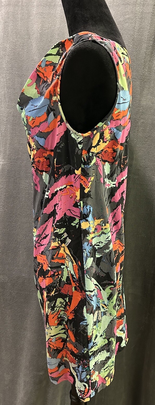 Presley Skye Silk Shift Colorful Sleeveless Colorful Dress Sz S
