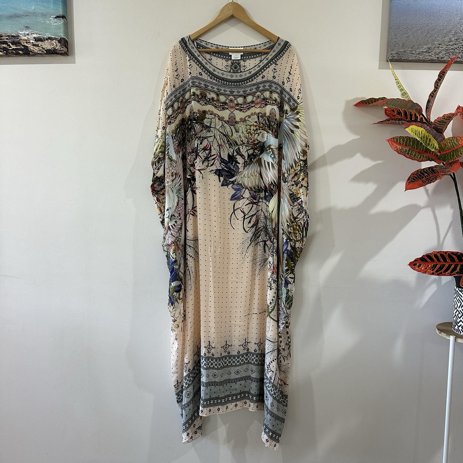 Camilla Kindred Skies Kaftan One Size OS Long Round Neck Silk Dress Maxi