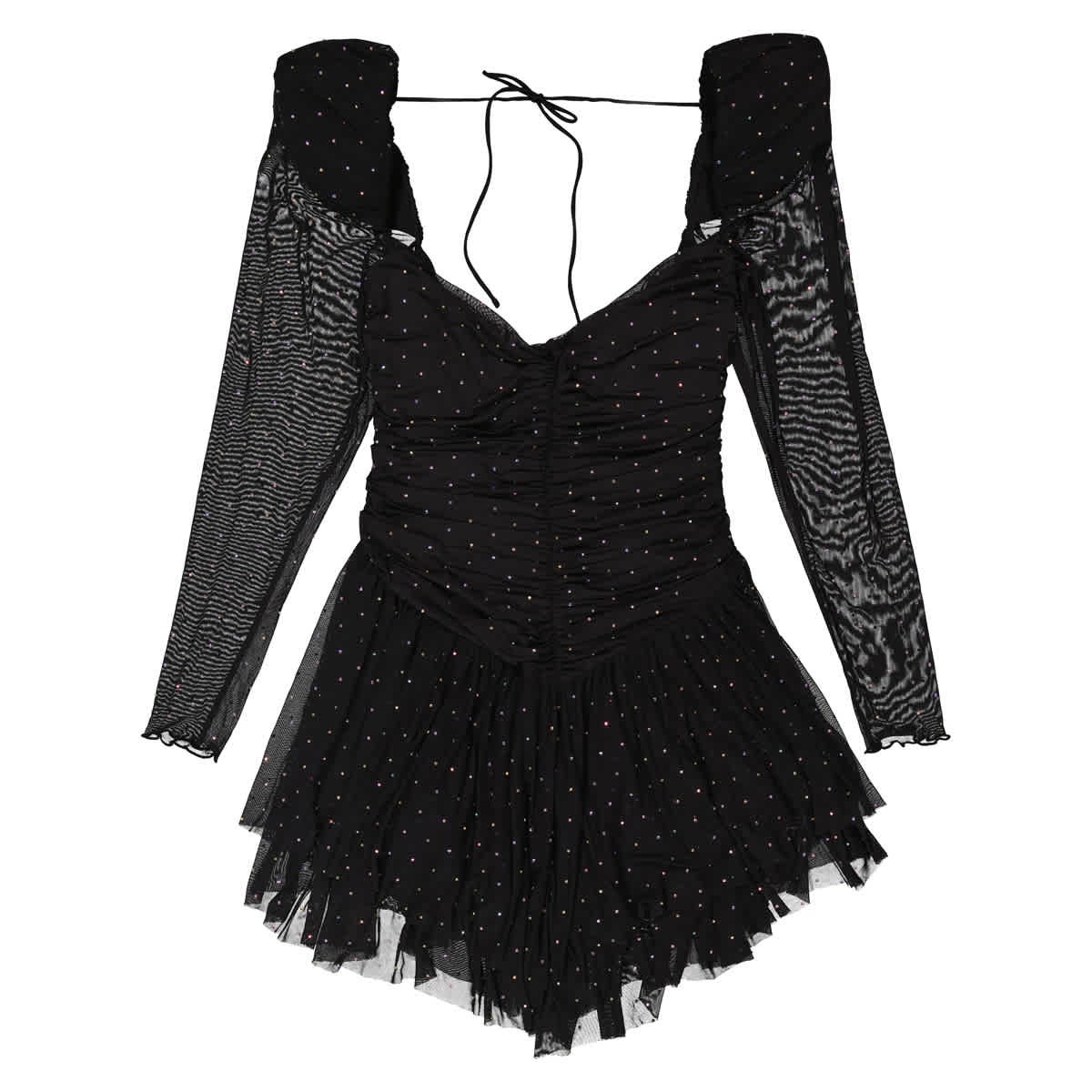 Rotate Rhinestone-Embellished Ruffle Mesh Mini Dress