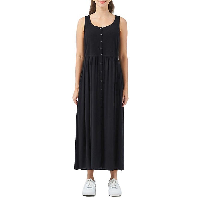Frye Ladies Button Front Midi Dress Size L Black