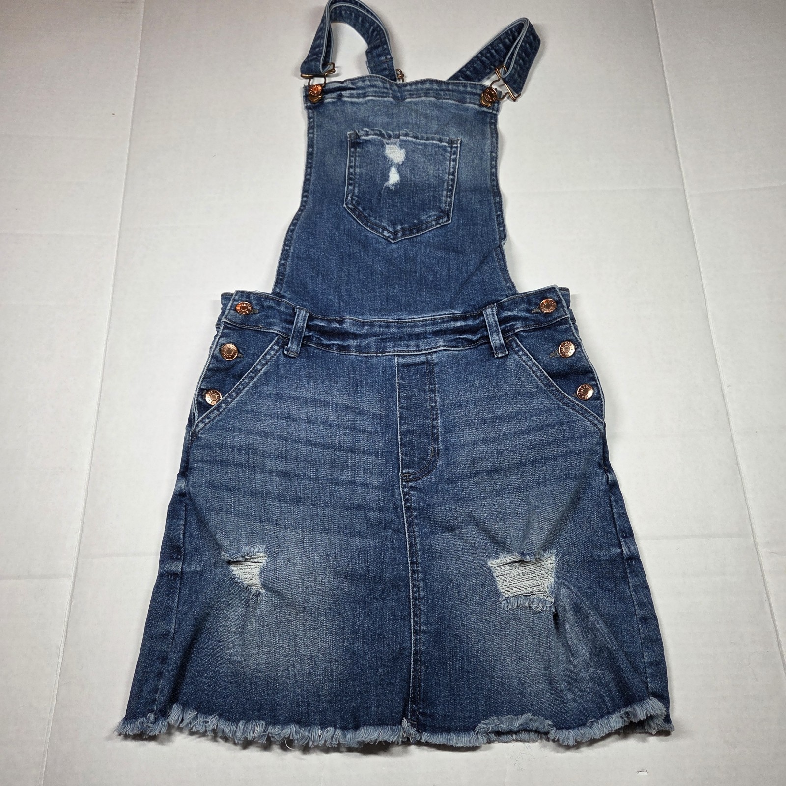 Celebrity Pink Size Small Bib Overalls Style Dress Denim Blue Jean Distressed