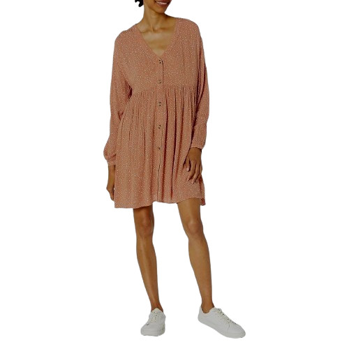 NWT Womens Size Medium Billabong Babydoll On the Way V-Neck Mini Dress NEW