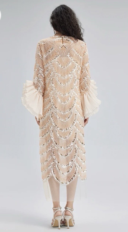RICH RADI Q’s Custom Beaded Embroidered Gown 2XL $489 Coral Powder
