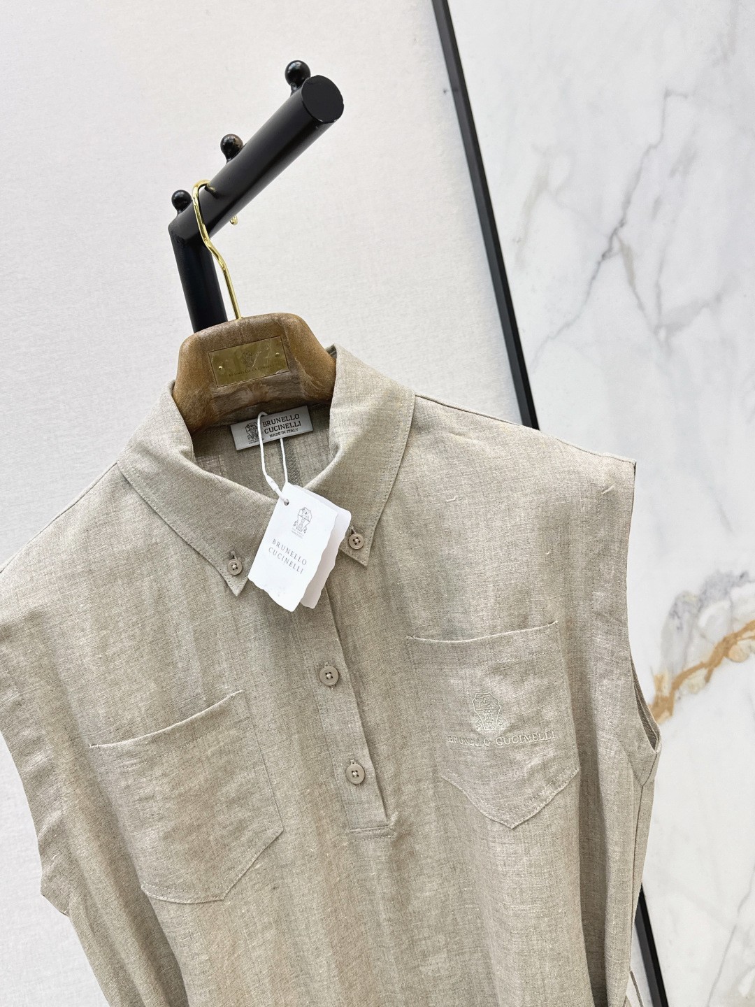 Brunello Cucinelli’s latest Spring/Summer Italian minimalist long linen dress